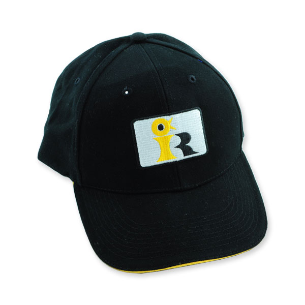 Indian River 6 Panel Baseball Cap - Black with Gold Sandwich Trim